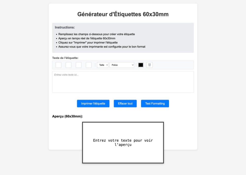 Interface Étiquettes